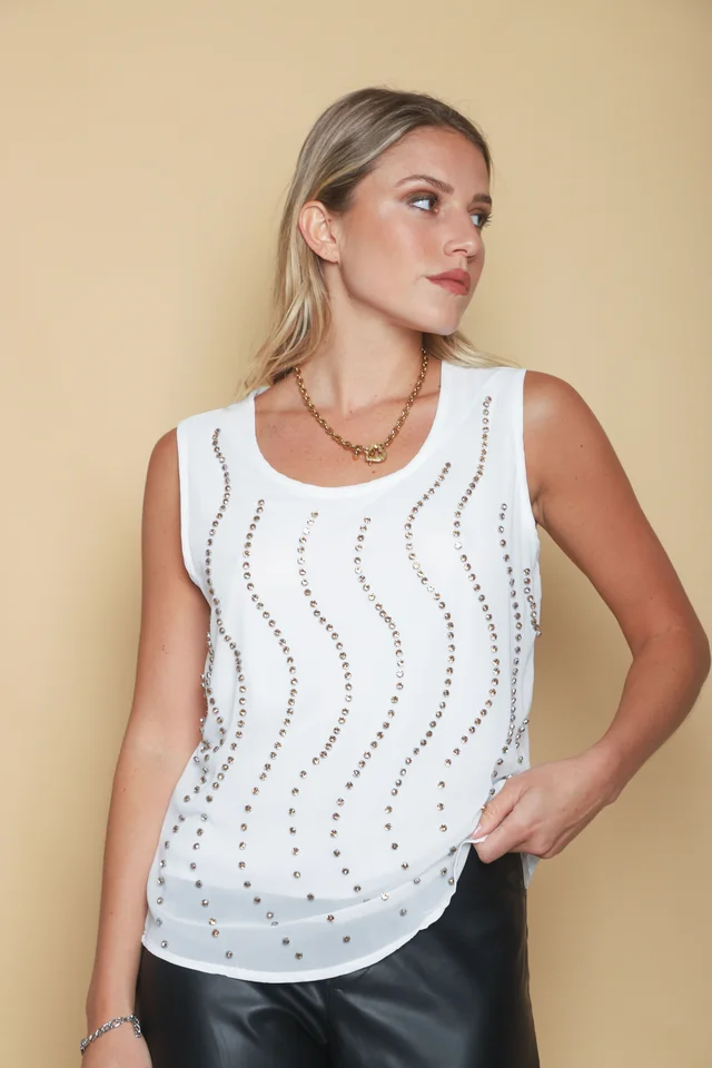 Musculosa AMALFI de gasa c/piedras GUK70126