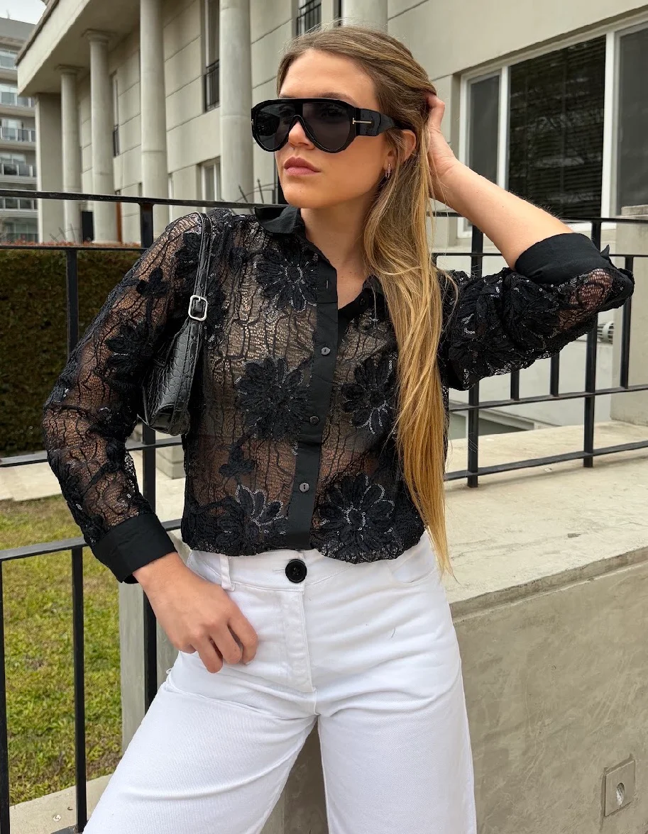 Camisa DARLIN Con Encaje y Bordado GUK70283