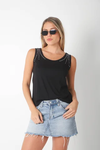 Musculosa  FIORE Creppe c/ Tachas - Vista 1