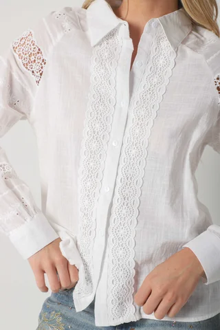 Camisa LAFINUR Lino y Broderie GUL70183 - Vista 3