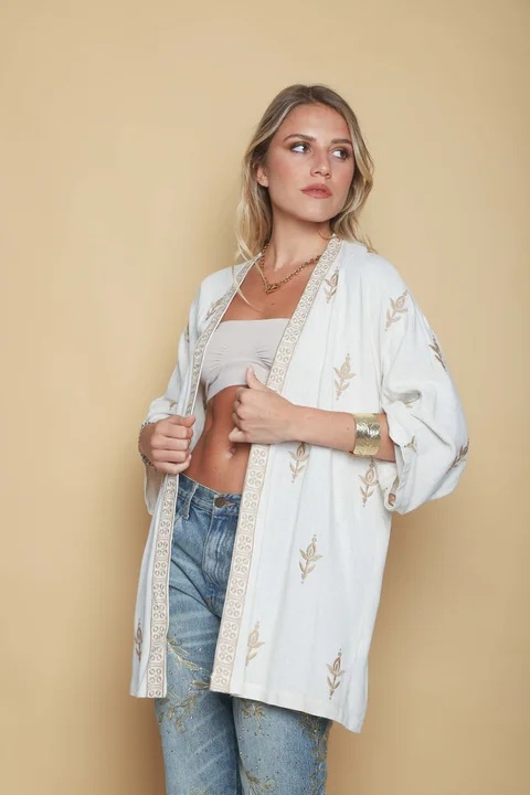 Kimono SIBYL lino c/bordado GU0540