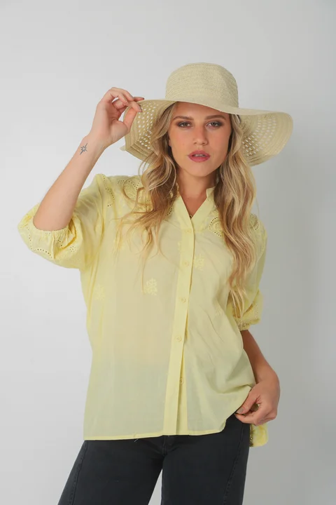 Blusa MAURA Broderie Bordada c/ Puño y Manga 3/4 GU0335