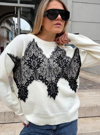 Sweater ZAMA Bremer C/ Encaje GUL667 - Vista 5