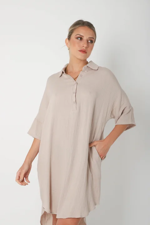 Vestido KAISER de Lino c/ Botones GU0333