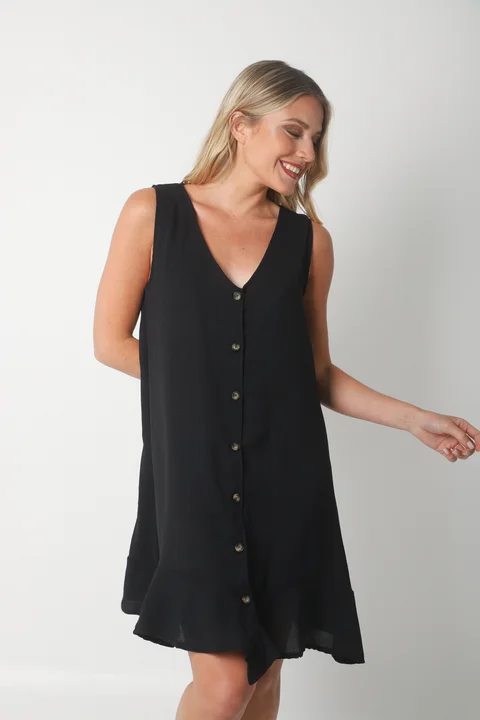 Vestido Gales Abotanado Creppe