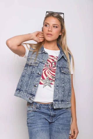 Chaleco Jean LIBI c/ Tachas GUK70102 - Vista 1