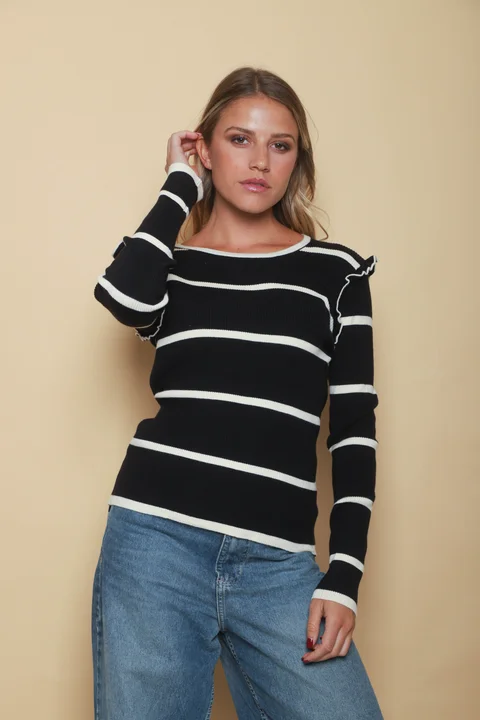 Sweater OHLALA Bremer Rayado c/Volados GUL660