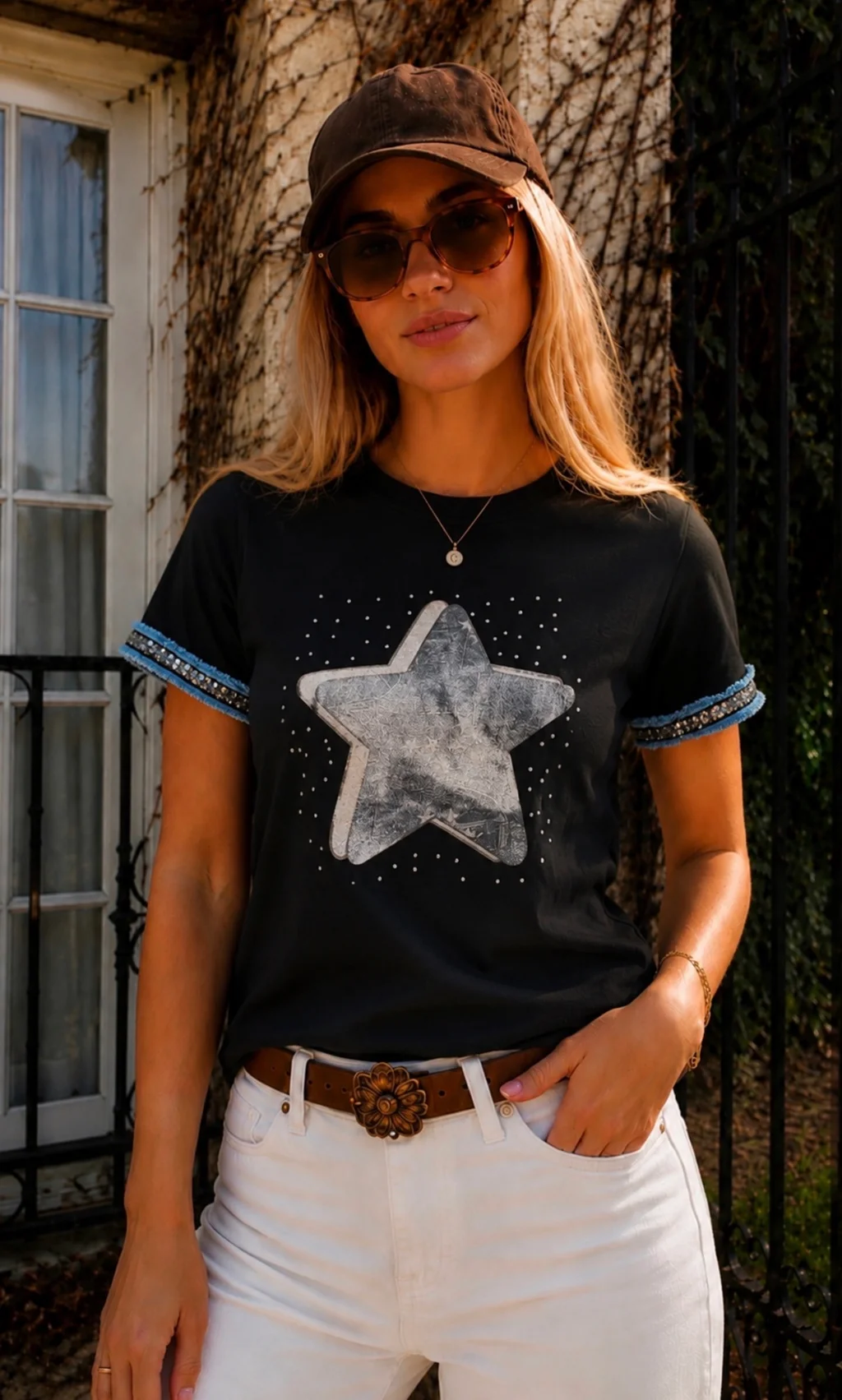 Remera AZZURA STAR C/ Relieve y Strass GU5117