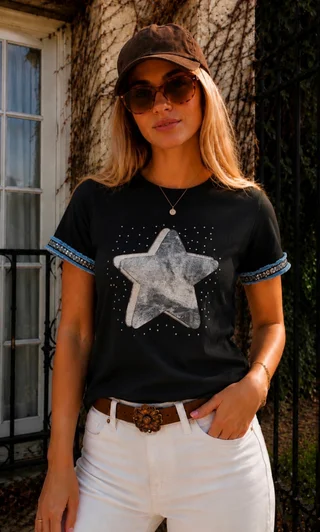 Remera AZZURA STAR C/ Relieve y Strass GU5117 - Vista 3