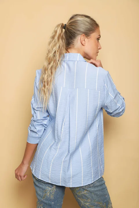 Camisa Freda Crepe Raya Intercalada
