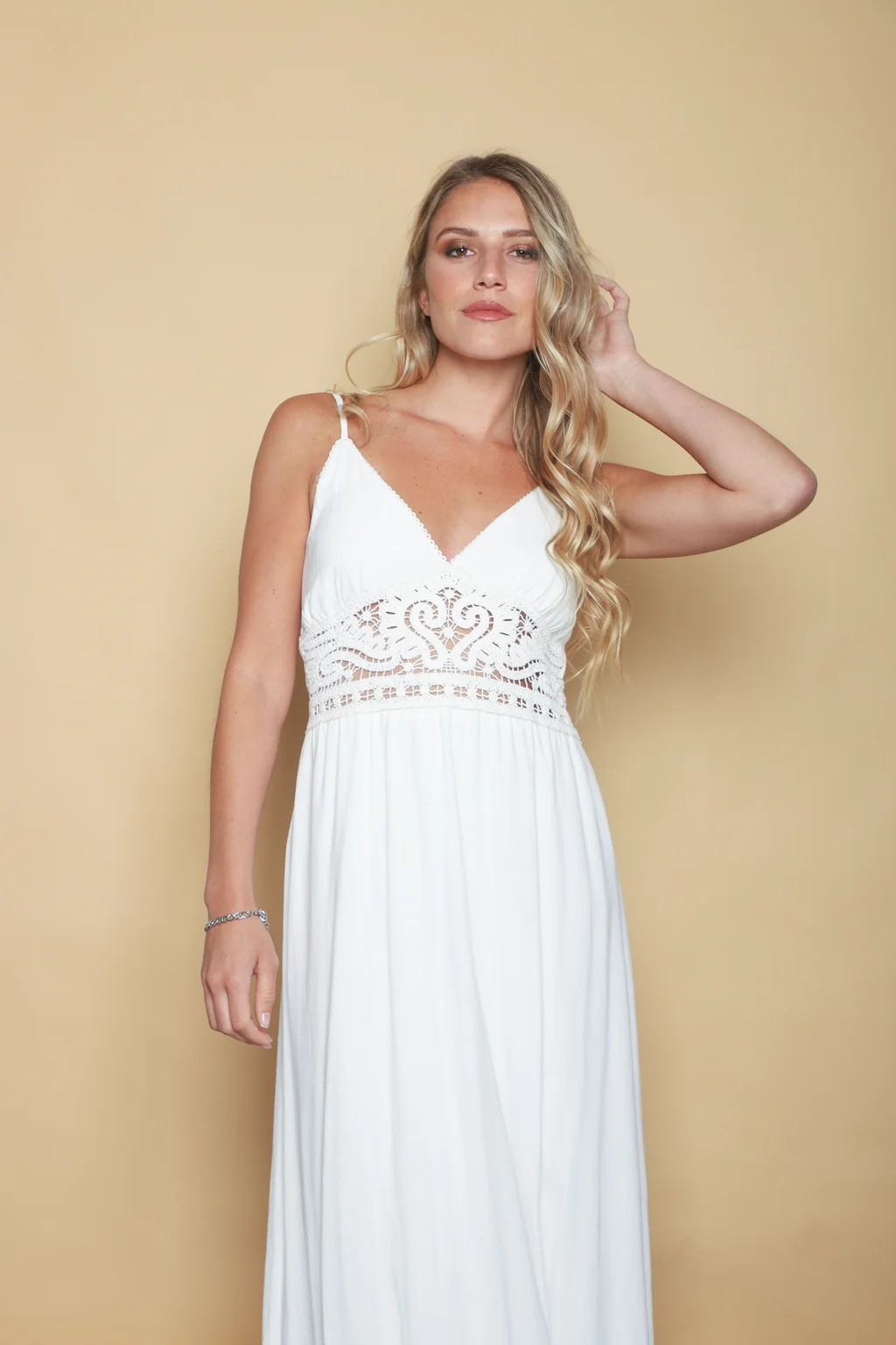 Vestido GALTIER Lino c/crochet GU0552