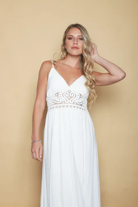 Vestido GALTIER Lino c/crochet GU0552