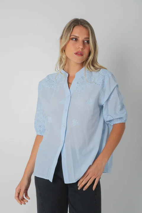 Blusa MAURA Broderie Bordada c/ Puño y Manga 3/4 GU0335