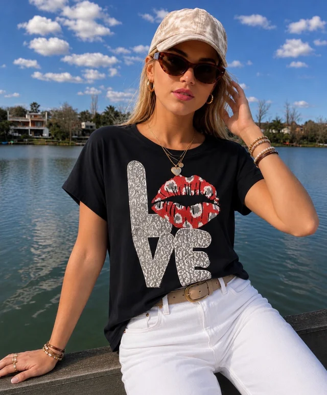 Remera LOVE PRINT c/strass GU7487