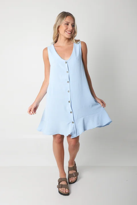 Vestido Gales Abotanado Creppe