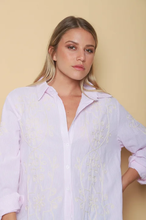 Camisa VOIRE  Rayada Bordada GU0547