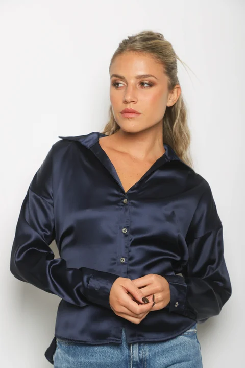 Camisa ZELENI Saten c/ Tiras para atar Atras GUK70282