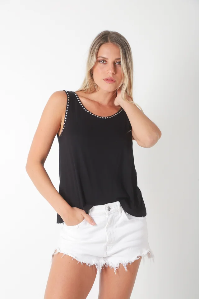 Musculosa POSITANO Modal c/ Tachas Redonda Pequeña