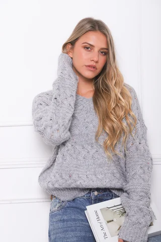 Sweater BABILON Trenzado Escote V GU405837 - Vista 4