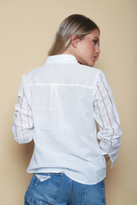 Camisa MERIDA Broderie Mangas Caladas GUK4108