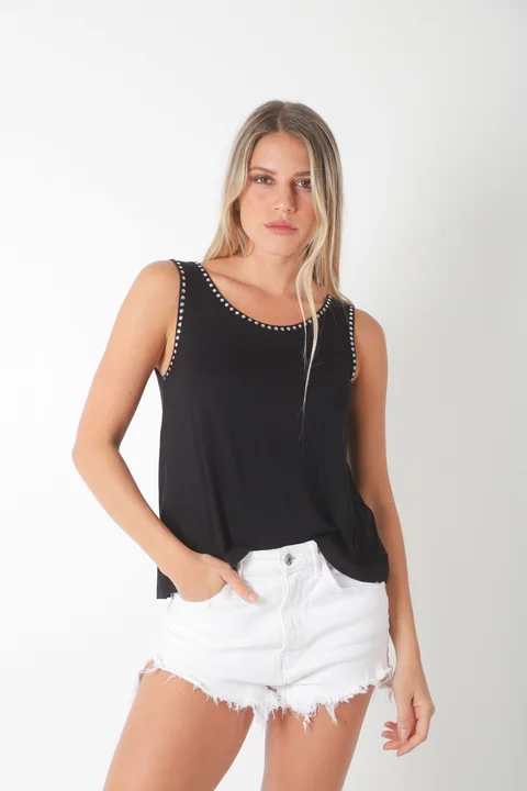 Musculosa POSITANO Modal c/ Tachas Redonda Pequeña