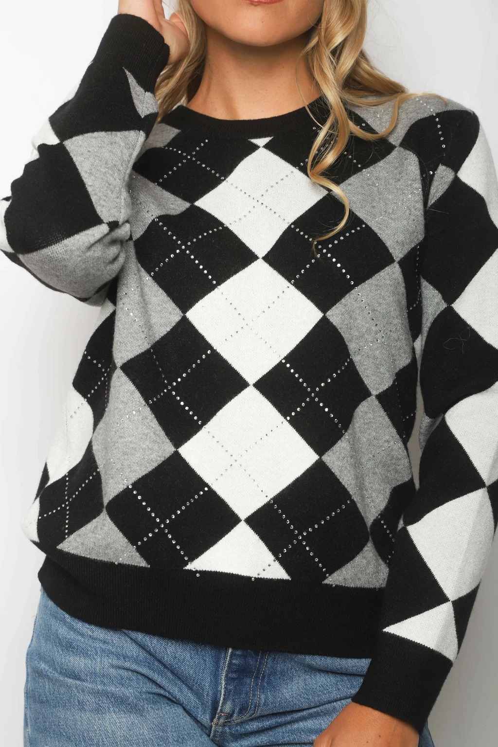 Sweater LOCH Bremer Rombo con Strass GUL840