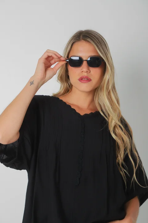 Blusa AMARE Lino c/ puntilla GU0334