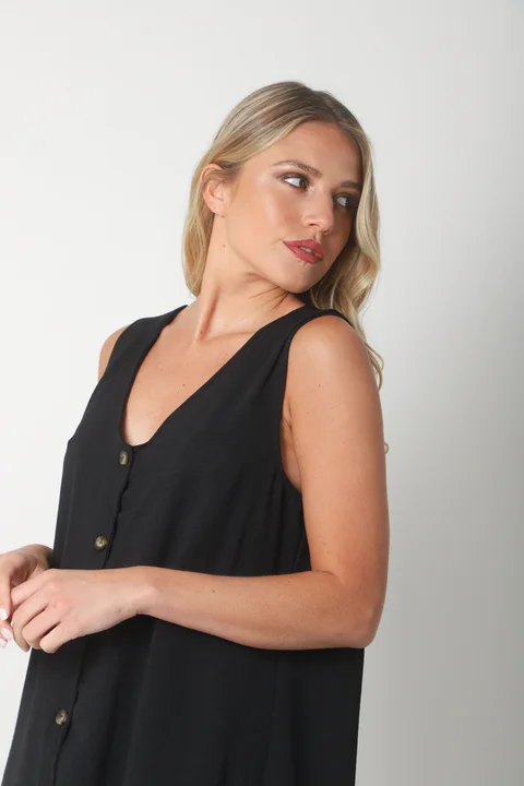 Vestido Gales Abotanado Creppe