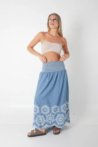 Pollera AMORIM JEAN Bordada GU0557 - Vista 1