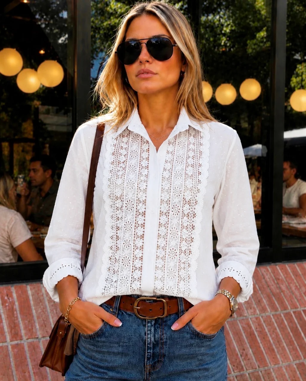 Camisa PLUMETI con Flores Caladas GUK4112