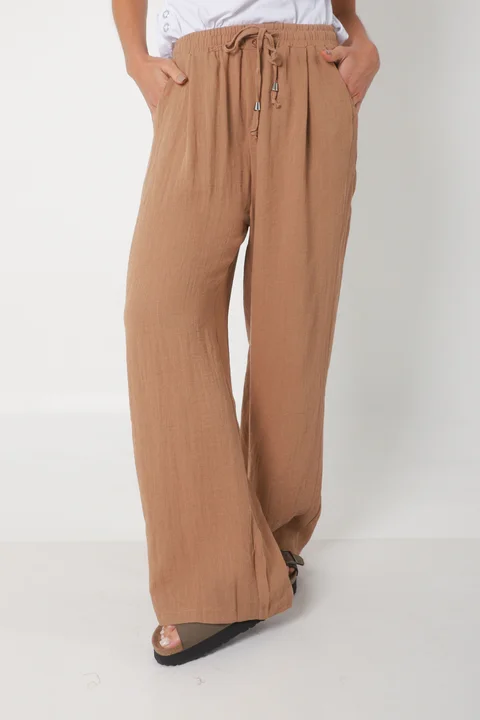 Pantalón MARE de Lino con  Tiras Bolsillos GU0332