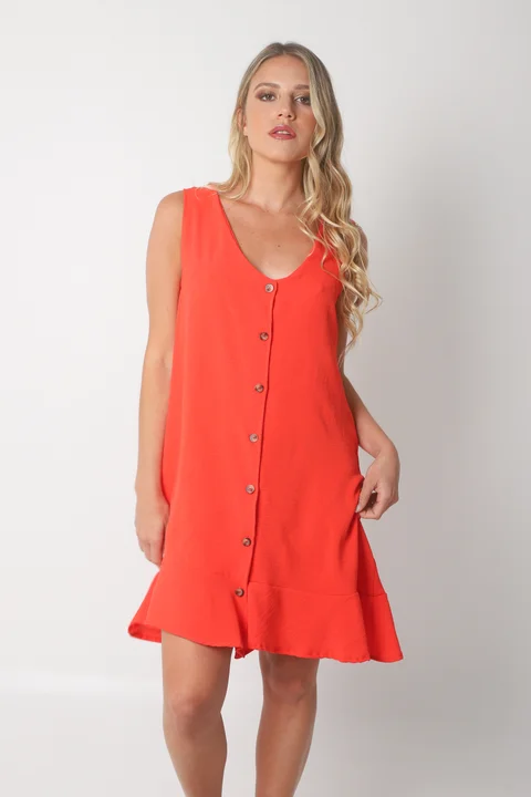 Vestido Gales Abotanado Creppe