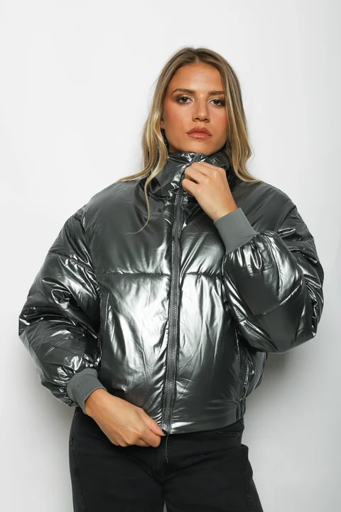 Campera Puffer Silver  Metalizada Velvet GUK2039