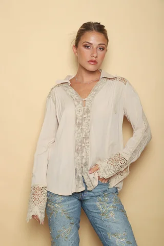 Camisa ZANETT Broderie con Encaje GUK61 - Vista 4