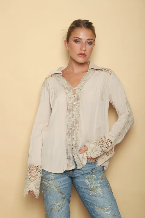 Camisa ZANETT Broderie con Encaje GUK61