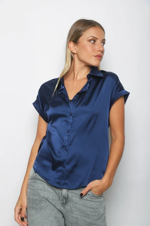 Camisa CANDI Satén Manga Corta GUV52