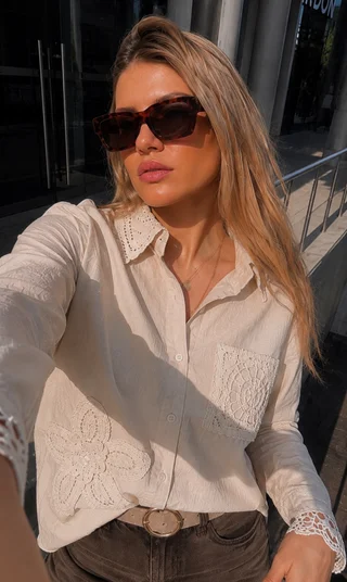 Camisa BIELA LINO c/Crochet GU250116 - Vista 1
