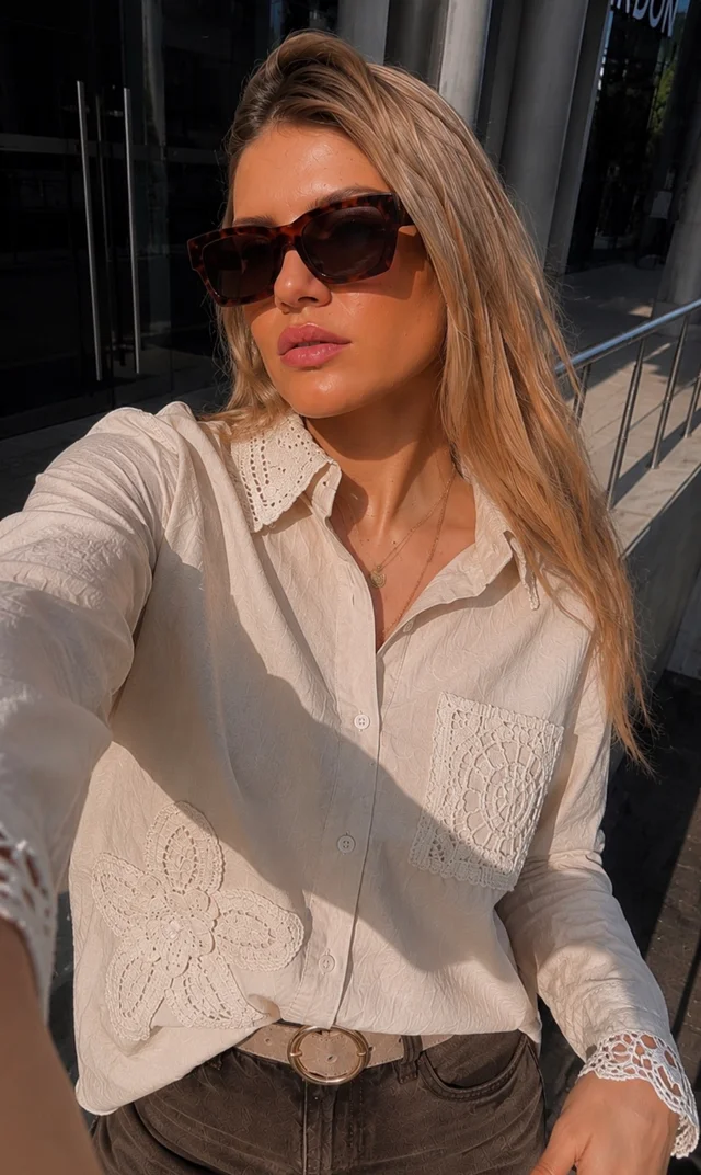 Camisa BIELA LINO c/Crochet GU250116