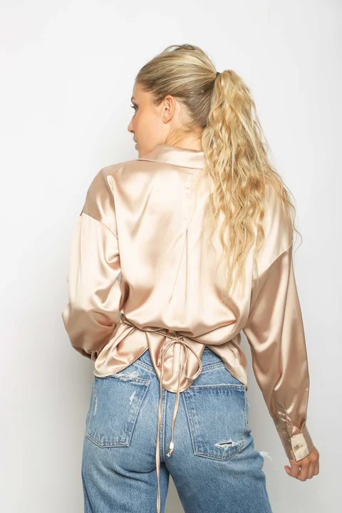 Camisa ZELENI Saten c/ Tiras para atar Atras GUK70282