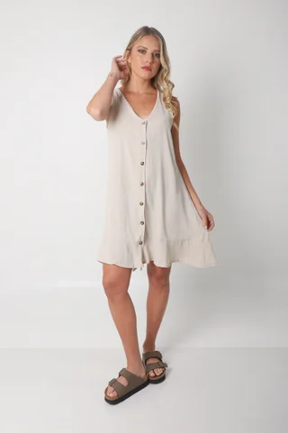 Vestido Gales Abotanado Creppe - Vista 2