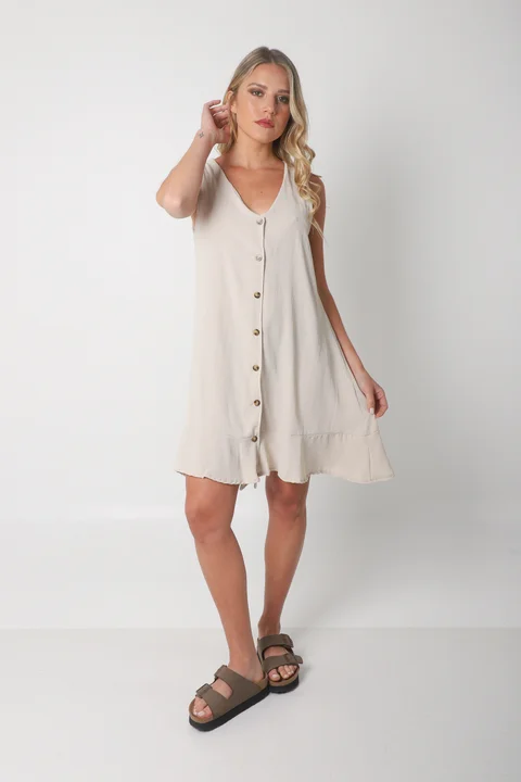 Vestido Gales Abotanado Creppe