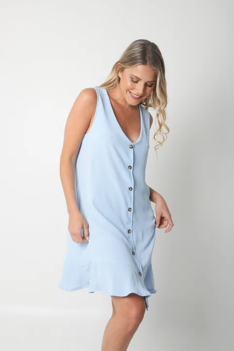 Vestido Gales Abotanado Creppe