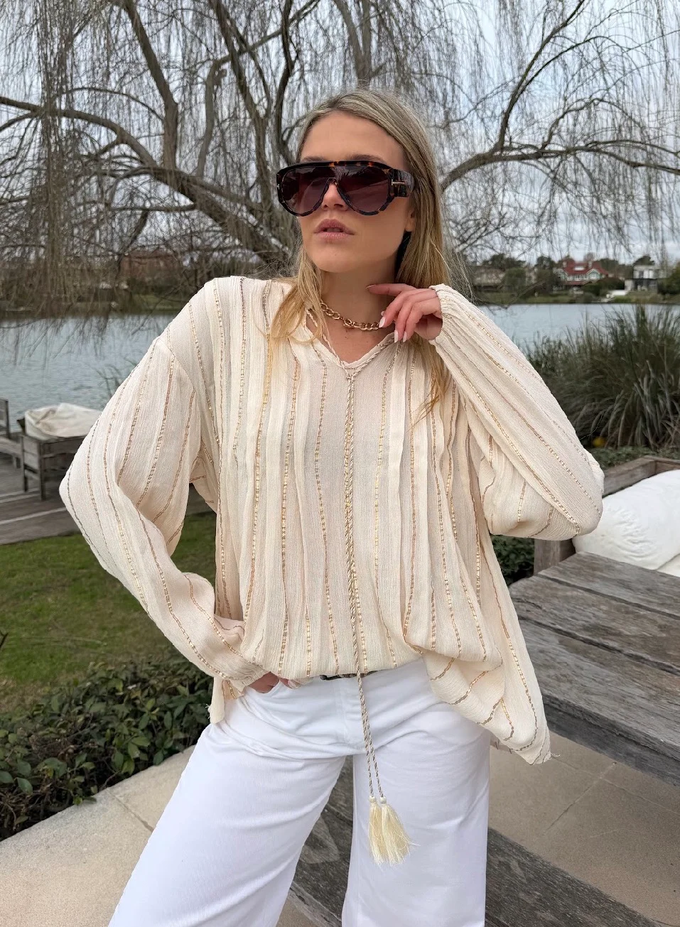 Blusa FARAH Rayada Lurex GU6216