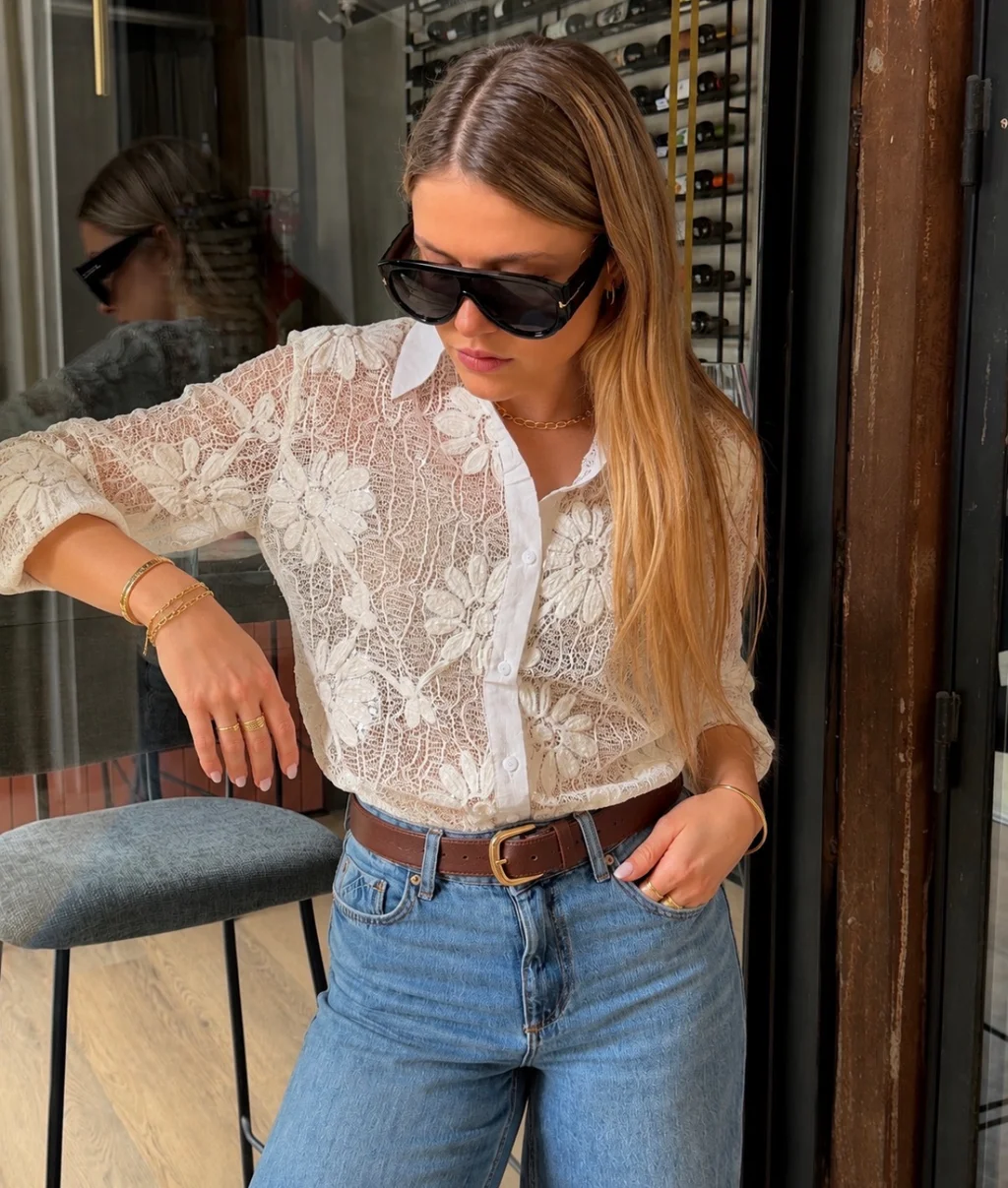 Camisa DARLIN Con Encaje y Bordado GUK70283