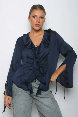 Blusa WENDY SATEN C/Volados GU0343 - Vista 6