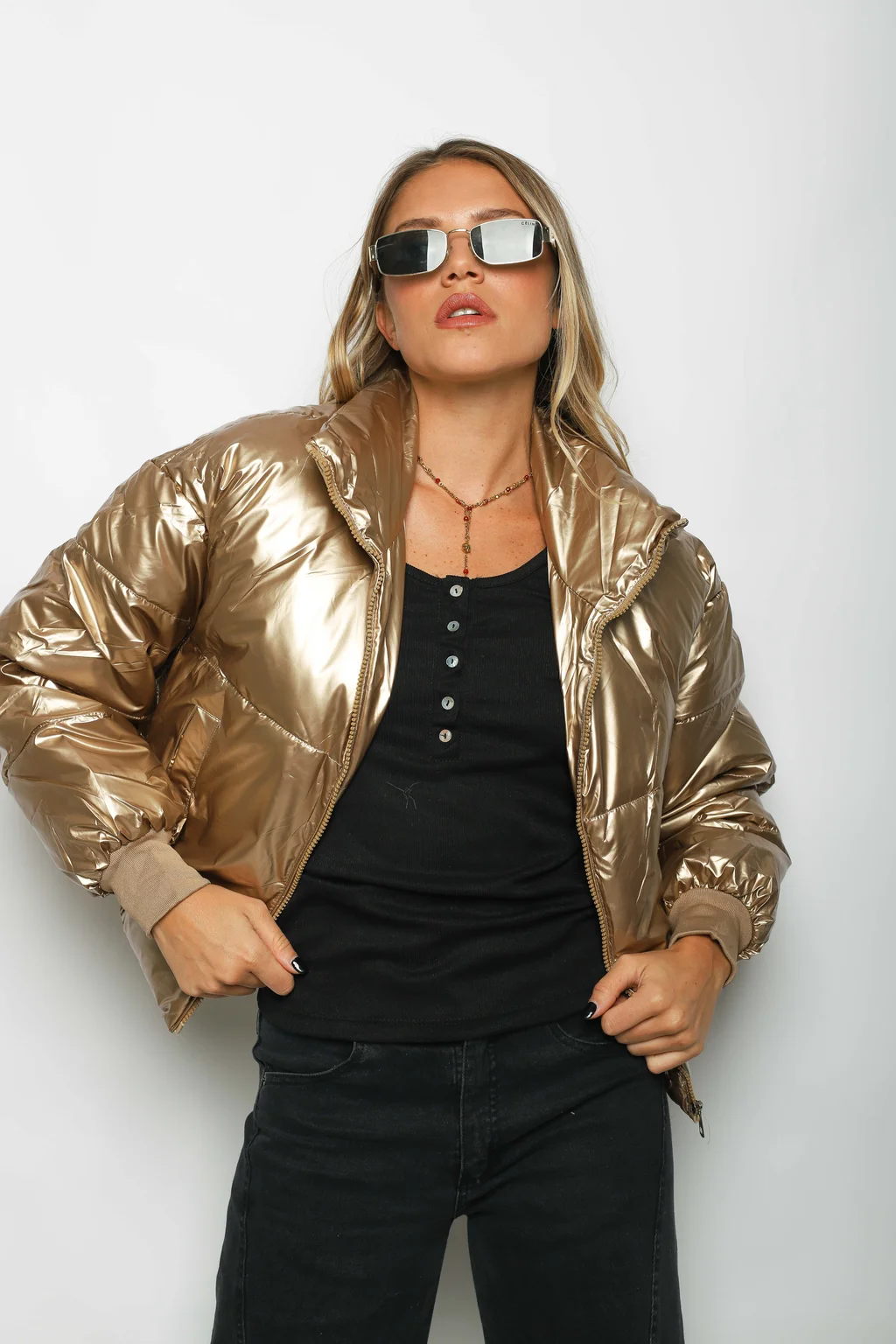 Campera Puffer Silver  Metalizada Velvet GUK2039