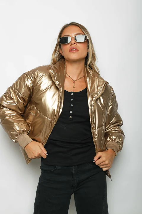 Campera Puffer Silver  Metalizada Velvet GUK2039