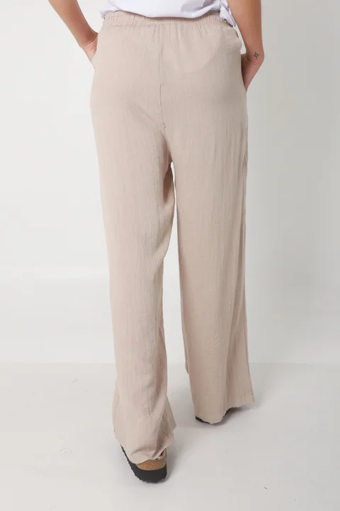 Pantalón MARE de Lino con  Tiras Bolsillos GU0332