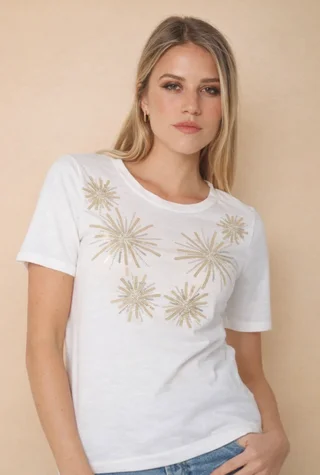 Remera SOL BRILLOS en FLAME c/ mini lentejuelas GUK70167 - Vista 1