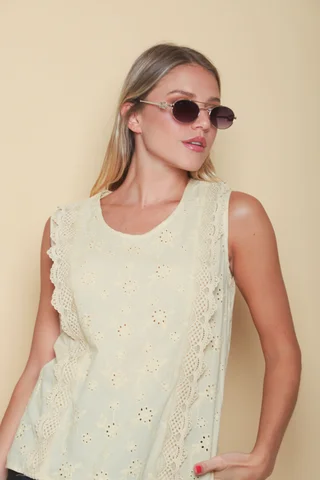 Blusa MUISY Broderie c/Volado GUK70222 - Vista 2